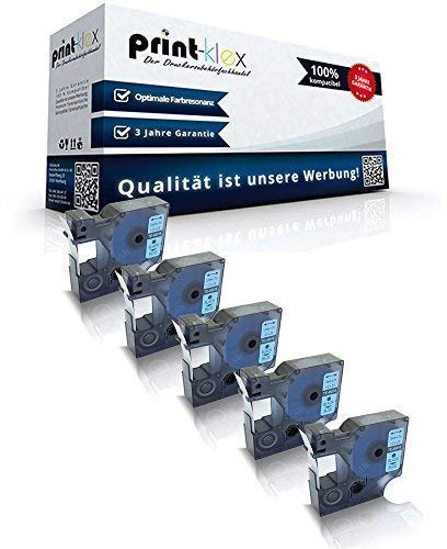 5x Print-Klex Schriftbänder kompatibel für Dymo D1 45016 Labelpoint150 Labelpoint200 Labelpoint250 Labelpoint300 Labelpoint350 S0720540 12mmx7m BK/Blau Druckerband - Series Easy Pro Serie