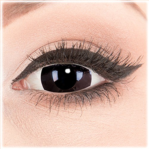 Farbige Kontaktlinsen zu Fasching Karneval Halloween 1 Paar Crazy Fun Mini Scleara schwarze 'Black Out' 17 mm in Topqualität von 'Glamlens' ohne Stärke
