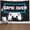Crannel Gaming-Wandteppich, konzeptionelle Abstraktion, moderner Controller, realistisches Spiel, kabellos, Mockup-Tapisserie, 203x152 cm, Wandkunst, Wandteppich, zum Aufhängen, Schwarz,Blau