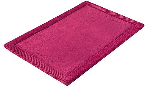 PANA® Memoryschaum Badematte (60 x 90 cm) • Flauschiger Badteppich aus weichen Mikrofasern • Mikrofaser Badvorleger • Rutschfester und waschbarer Duschvorleger • Farbe: Bordeaux