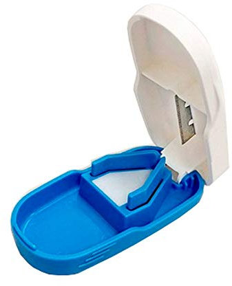 Mobiclinic tablettenteiler, Tablettenbox, Behälter, Hellblau-weiß