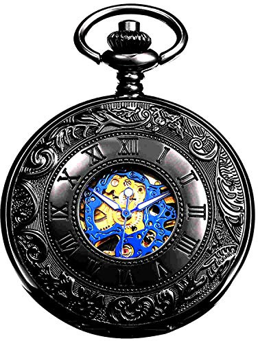 Montre à gousset mécanique avec chaînes et chiffres romains