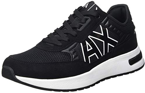 Armani Exchange Herren Dusseldorf Embossed Geometric Motifs Sneakers, Schwarz, 44 EU