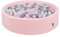 KiddyMoon Bällebad 120X30cm/300 Bälle Rund Groß Bällepool Mit Bunten Bällen Für Babys Kinder, Rosa:Perle-Grau-Tansparent-Puderrosa