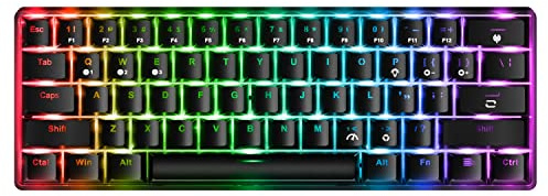 Fiodio Tastiera meccanica da gioco a 61 tasti RGB, wireless e cablata, con interruttori blu, Audible Click Sound Rainbow portatile, compatta, mini tastiera da ufficio per PC Windows (F-SG61)