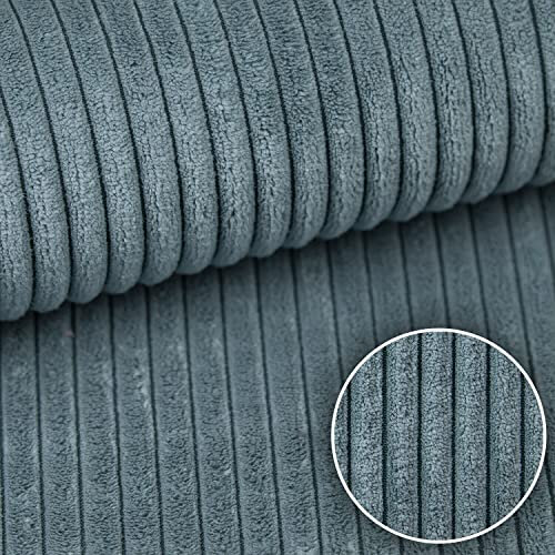 Heko Panels Murano Polsterstoff Cord-Optik Meterware Stoff zum Nähen Möbelstoff Abriebfestigkeit 35000 Zyklen Musterstück 5 x 5 cm Hellblau