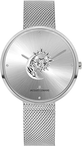 Jacques Lemans Damenarmbanduhr Design 1-2092M Edelstahl, Mond, Sonne