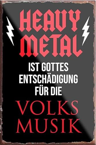 Magnet ''Heavy Metal'' 9x6cm Kühlschrankmagnet Lustige Sprüche Feier Vintage Retro Geburtstag Deko Party Überraschung Fan Musik Metall Rock Pop Klassik
