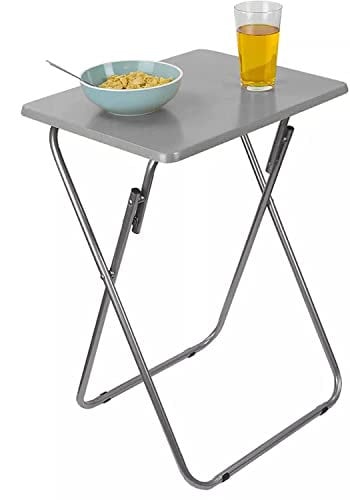 AAMEN Modern Style Grey Folding Table - Snack, TV Dinner, Laptop & Drinks Table - Indoor & Outdoor - 38 x 48 x 66 cm (Gray)