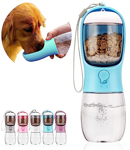 AVELORA Bouteille d'eau Portable pour Chien avec réservoir de Nourriture, Distributeur d'eau Portable pour Chats, Chiots, Animaux de Compagnie pour la Marche, la randonnée, Les Voyages, Accessoires