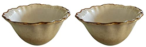 PintoCer - Bols de céréales, lot de 2 bols, beige, céramique de grès, bol de desanuyo, bol de soupe.