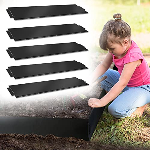 NAIZY Bordure de pelouse en métal 10 m-10 pièces Bordure de Tonte galvanisée 100 x 15 cm la pièce Adaptable Flexible Bordure pour Plantes de Jardin maraîchage Florale, Noir