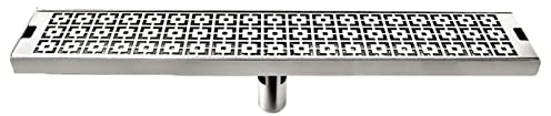 FCS Bathroom Duschrinne Edelstahl Ablaufrinne, Bodenablauf Dusche Duschablauf Sehr Flach Duschabfluss Duschablaufrinne Duschrinne für Küche, Bad, Dusche, Garage u(Size:100CM,Color:mittlerer Abfluss)