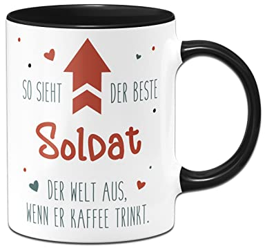 Tassenbrennerei Tasse mit Spruch - So sieht der beste Soldat der Welt aus, wenn er Kaffee trinkt - Kaffeetasse lustig als Geschenk für Kollegen, Kollegin (Soldat)