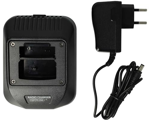 vhbw Akku-Ladegerät kompatibel mit Motorola MTP850 Fug Funkgerät Walkie Talkie Akkus (Ladeschale, Netzteil) - 4,4 V, 1,0 A