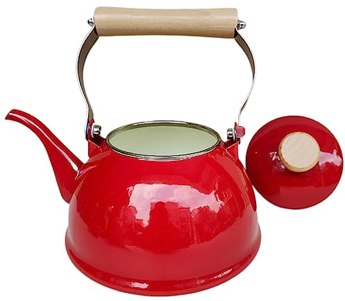 Uonlytech Bollitore Smalto Retro Da Teiera Decorativa Stile Vintage Adatta Per Induzione Manico Isolante Per Uso Sicuro Perfetta Per Amanti Del Tè e Cucine Domestiche