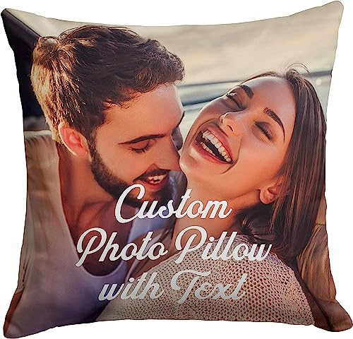 Personalisiertes Kissen Fotokissen Doppelseitig mit Eigenen Foto & Text | Beidseitig Kissen mit Foto- mit Bild Selbst Gestalten Fotogeschenk für Geburtstag, Muttertag(40 x 40 cm, Nur Kissenbezug)
