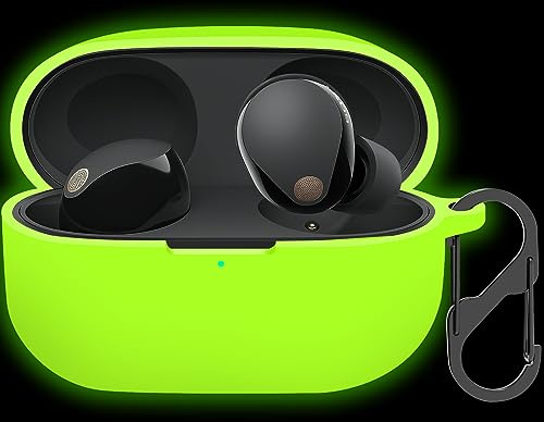 LDSXAY Compatible with Sony WF-1000XM5 Case Cover, Silicone Protective Skin Case for Sony XM5 Wireless Earbuds, Front LED Visible (Glow Green)