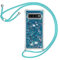 HomiTunky Handykette für Samsung Galaxy S10 Hülle mit Band,Silikon Durchsichtig Transparent Flüssig Glitzer mit Kette Kordel Bumper Treibsand Necklace TPU Schutzhülle Samsung Galaxy S10 Case,Blau
