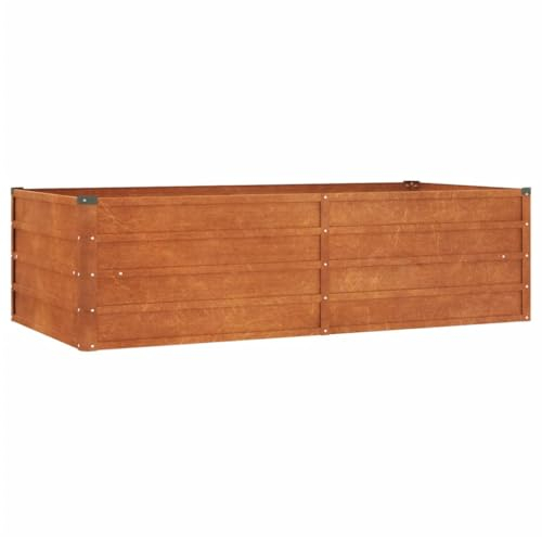Jardinière surélevée rouillée en acier Corten 160 x 80 x 45 cm
