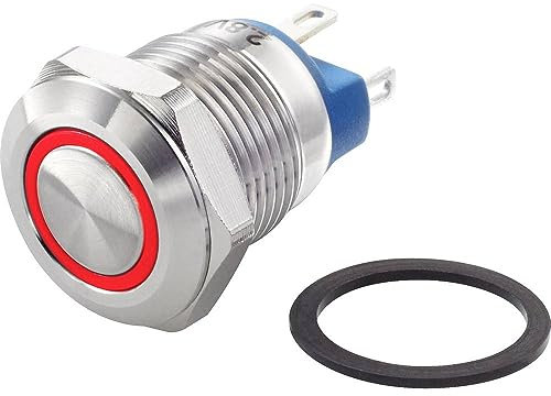 TRU COMPONENTS TC-7494652 TC-GQ12-AF-10E/J/R/12V/S Vandalismusgeschützter Drucktaster 48 V/DC 2 A 1 x Aus/(Ein) tastend