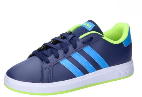 adidas Unisex - Bambini e Ragazzi Grand Court Lifestyle Tennis Lace-Up Shoes, Dark Blue Blue Burst Lucid Lemon, 31 EU