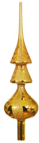 Christbaumspitze Gold Verziert Glitzer Echt Glas Weihnachtsbaumspitze 34cm
