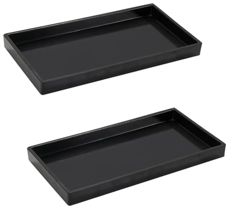 Tucireat Bandeja de almacenamiento para baño, bandeja de perfume, bandeja de silicona, organizador para cocina, bandeja de baño, rectangular, bandeja decorativa, color negro, soporte para esponja,