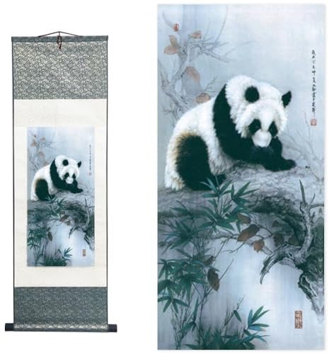 Chinesische Pinselmalerei, chinesische Landschafts-Tintenmalerei, chinesische Blumen- und Vogel-Tintenmalerei, asiatischer Wandteppich, Seiden-Rollenmalerei, Dekor, chinesischer Wandbehang, 100 x 30