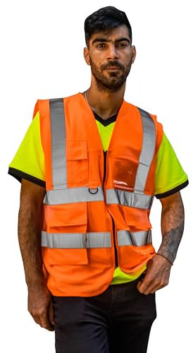 Capto Apparel Warnweste für Herren & Damen - Warnschutz Arbeitsweste Sicherheitsweste - Reflektierende Streifen - Sicherheitswarnweste - Hohe Sichtbarkeit Reflektierende Weste - Arbeitsweste - 3XL