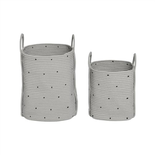 OYOY Dot Cotton Rope Basket - Set of 2, Clay, H38 x L30 x W30 cm / H28 x L25 x W25 cm