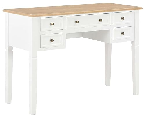 ARKEM Schreibtisch Weiß 109,5 x 45 x 77,5 cm Holz Computertisch Klein NäHmaschinentisch