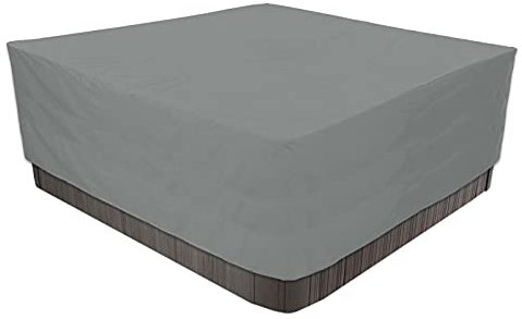 Copertura di protezione quadrata impermeabile in tessuto Oxford 420D per spa all'aperto, vasca idromassaggio quadrata da giardino, impermeabile, antipolvere e resistente ai raggi UV grigio, 220 x 220