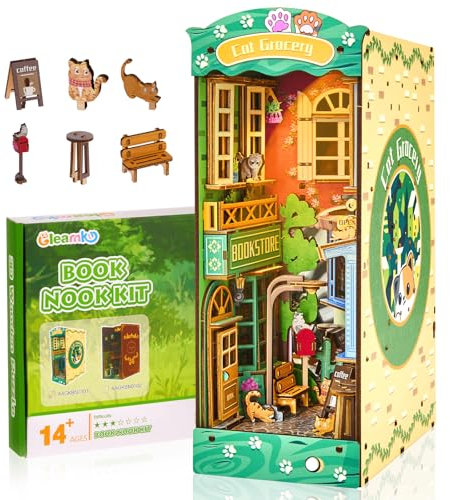 Kit DIY Book Nook – Maison Miniature à Monter, Design Unique de Rue, Puzzle 3D en Bois avec Lumière LED, Outils Complets et Montage Facile, Cadeau Créatif pour Adultes et Enfants de Plus de 14 Ans