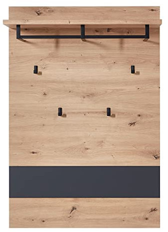 Möbel Jack Garderobenpaneel - Artisan Eiche Dekor - Graphitfarben - 80 x 118 cm