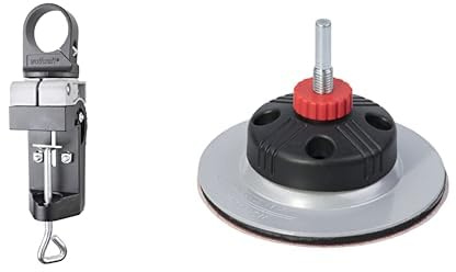 Bundle aus wolfcraft Kombihalter für Bohrmaschinen - 4800000 + wolfcraft Kombischleifer fixoflex, Ø 125 mm I 2211000 I Für riefenfreies und vibrationsarmes Schleifen