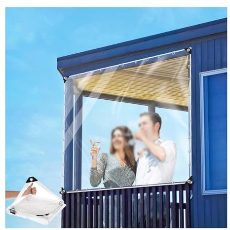 SHINGJING Robuste, wasserdichte, transparente PVC-Plane, 0,35 mm Kunststoff-Planenabdeckung, transparente Markisenüberdachung, Terrassenüberdachung, for den Hausgarten im Freien(1.6x10m/5.2x32.8ft)