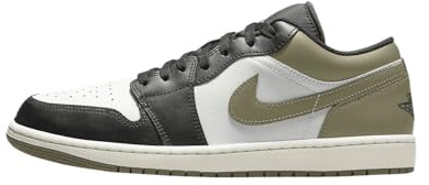 Air Jordan 1 Low Men's Shoes (553558-092, Black/Medium Olive/White), Black/White-medium Olive, 12 UK