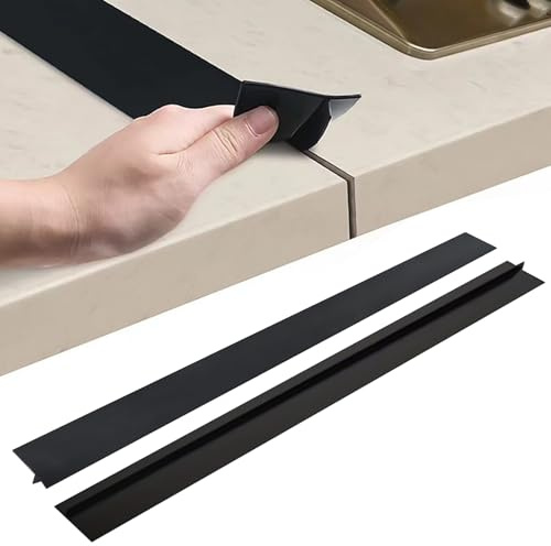 Oven Gap Cover, Pack of 2, Gap Filler, Long Gap Filler, Seals Spills Between Counter, Stove, Oven, Washing Machine and Kitchen Appliances (Black, 25 Inches/63.5 cm)