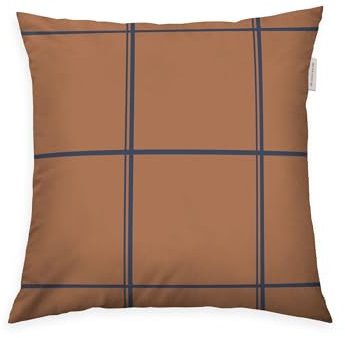 TOM TAILOR Flanell-Kissenhülle, 40x40 cm, 100% Baumwolle/ Flanell, Mit Wendemotiv und farbigem Markenreißverschluss, LARGE CHECK Blau, Braun (Dark Navy & Rusty Red)