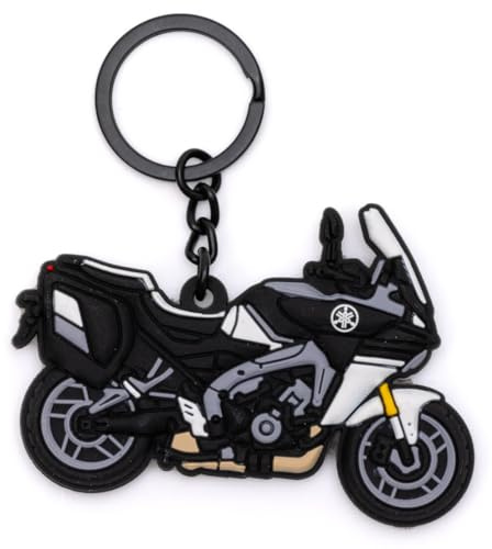 Yamaha Racing TRACER 9 GT Motorrad Schlüsselanhänger Motorrad Schlüsselring für Männer und Frauen Weiss Grau
