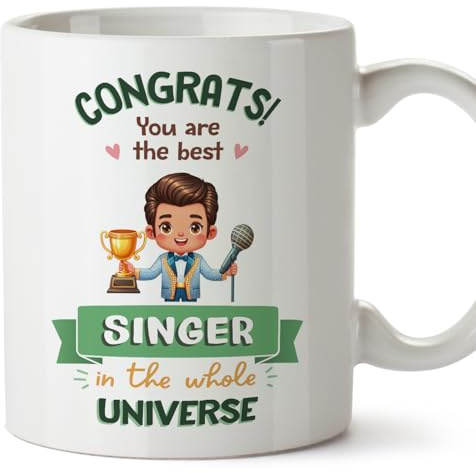 MUGFFINS Singer Man Mug - in English - Best in Universe Trophy - Funny Gift for Colleagues - Ceramic 11oz Mug