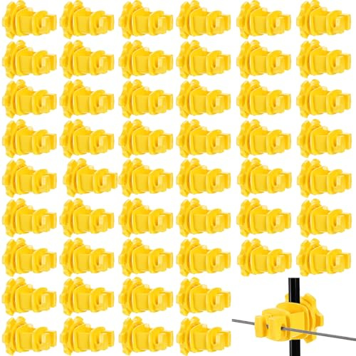 Cididu 50 Pack Electric Fence Insulators, Screw Tight Round Post Insulator, Electric Fence Wire Insulators for Round Pipe, Post Clips Insulators for Farm Animal Agricultural Fence