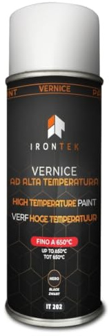 Peinture Haute Température 650°C Noir 400ml - IRONTEK | IT202 | Pot d'Échappement Moteur Étrier | Séchage Rapide Anti-Corrosion | Auto Moto | Formule Professionnelle