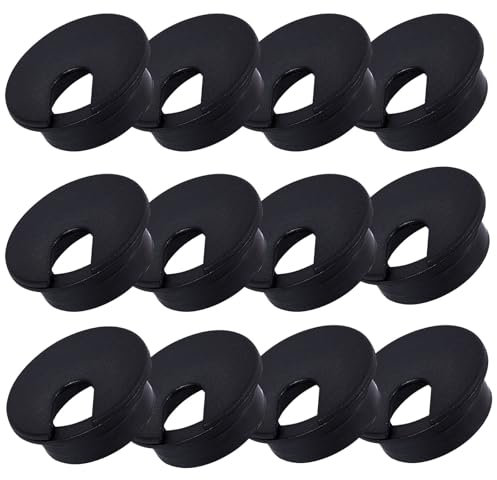 12 Pcs Desk Grommet 35mm, Desk Hole Cover, Desk Cable Grommet, Desk Cable Hole Cover, Cable Grommet (Black)