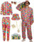 Ginkago 80s 90er Jahre Outfit Herren Retro 80er Kostüm mit Jacke Hose Hut Hip-Hop Halskette Ringe Aufblasbares Radio Disco Brille, Trainingsanzug Kostüm für Mottoparty Karneval (Orange, M)