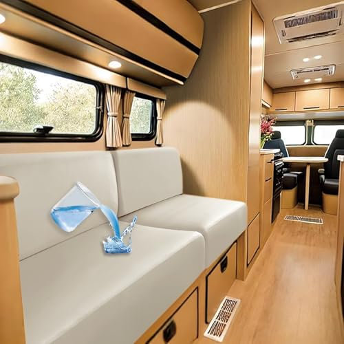 UNBBRRL Wohnmobil Sitzpolster Bezug Wasserdichtes, Wohnwagen Kissen Bezug Mit Befestigung Sgurten, Stretch Sofa Sitzkissenbezüge PU-Leder 100% (White,W(50-65cm),D(50-63cm))