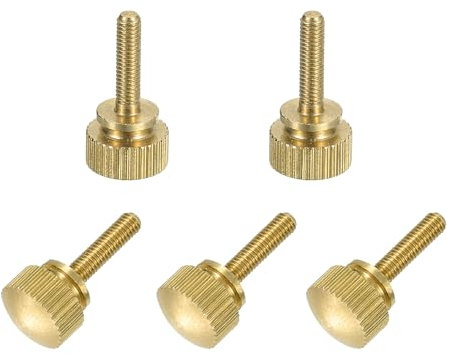 QUARKZMAN 5Pcs Vis à Pouce Moletées en Laiton, Boulons à Épaulement M3X12mm Poignées Moletées Étape Fixations Vis à Pouce Moletées en Laiton Solide Poignées pour Électronique, Mécanique