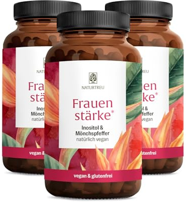 NATURTREU® Myo Inositol & Mönchspfeffer hochdosiert | Vorteilsbundle 3er Paket, 270 Frauen Vitamine Kapseln mit L-Carnitin, Folsäure, B12 & Eisen - Vitex Agnus Castus