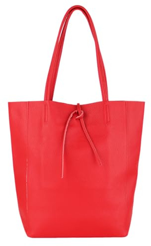MIRROSI Shopper Damen aus Echtleder – Made in Italy – Henkeltasche & Tragetasche 38x38x16 cm – Einkaufstasche in vielen trendigen Farben – passt für A4-Ordner